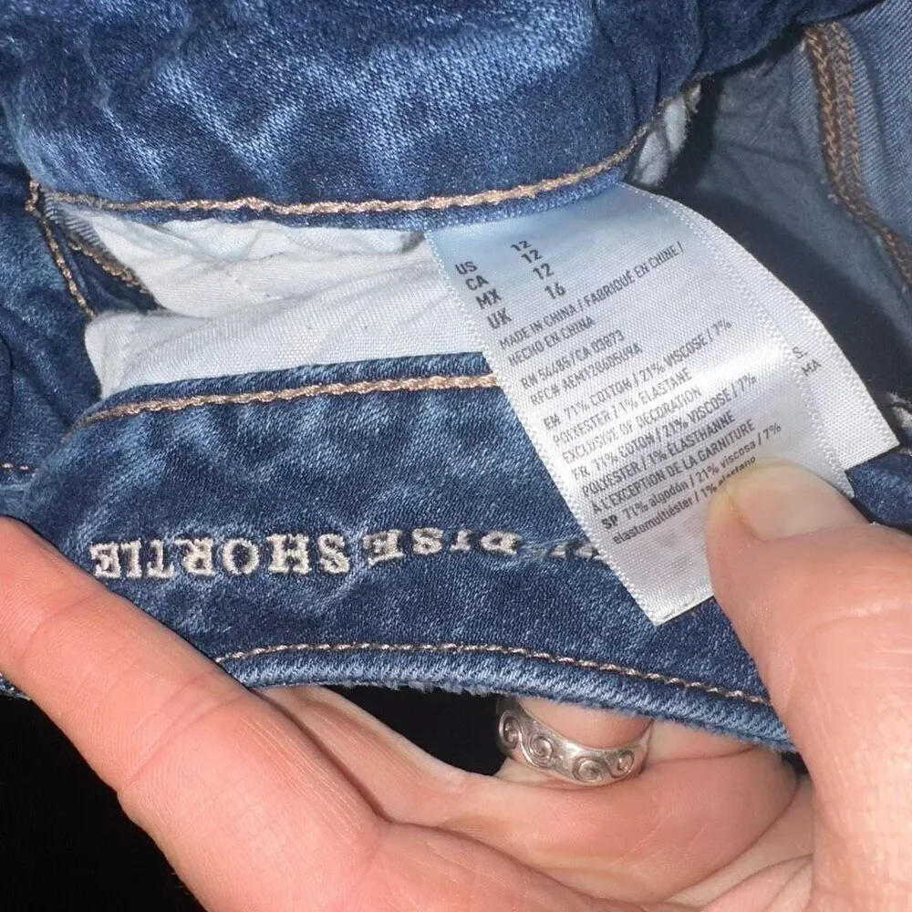 American Eagle distressed stretchy 12 hi-rise denim shortie